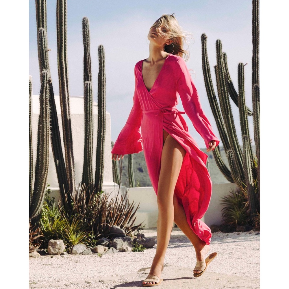 Billabong Wrap Maxi Dress in Sunset Pink